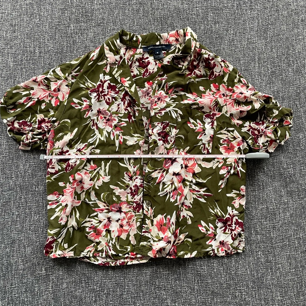 French Connection Crop Button Down Short Sleeve